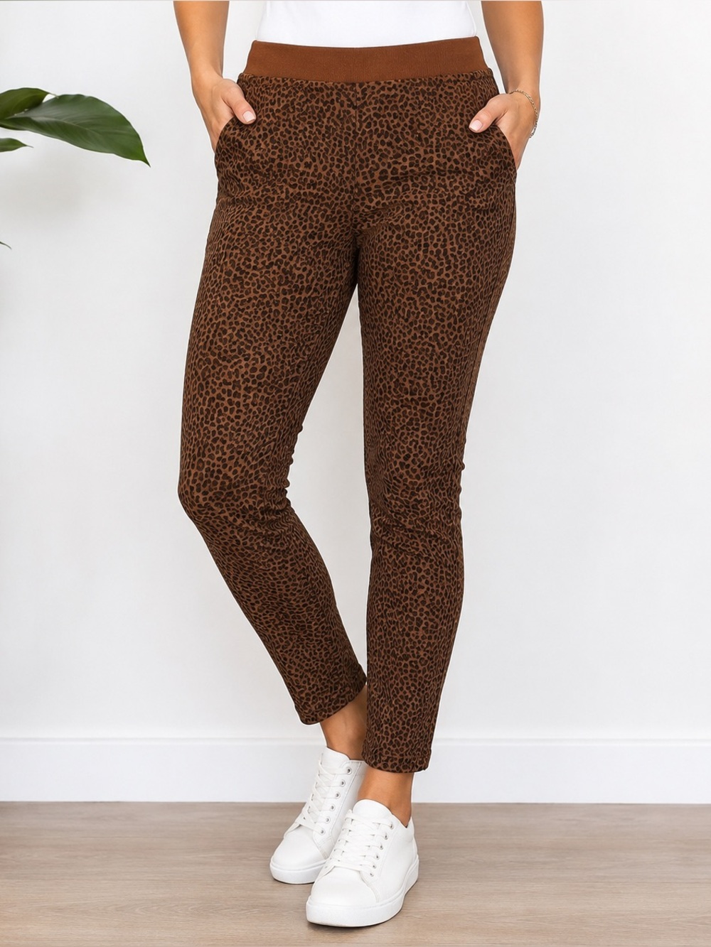 No Boundaries Brown Leopard Print Skinny Pants Pull On Pockets XXL 19